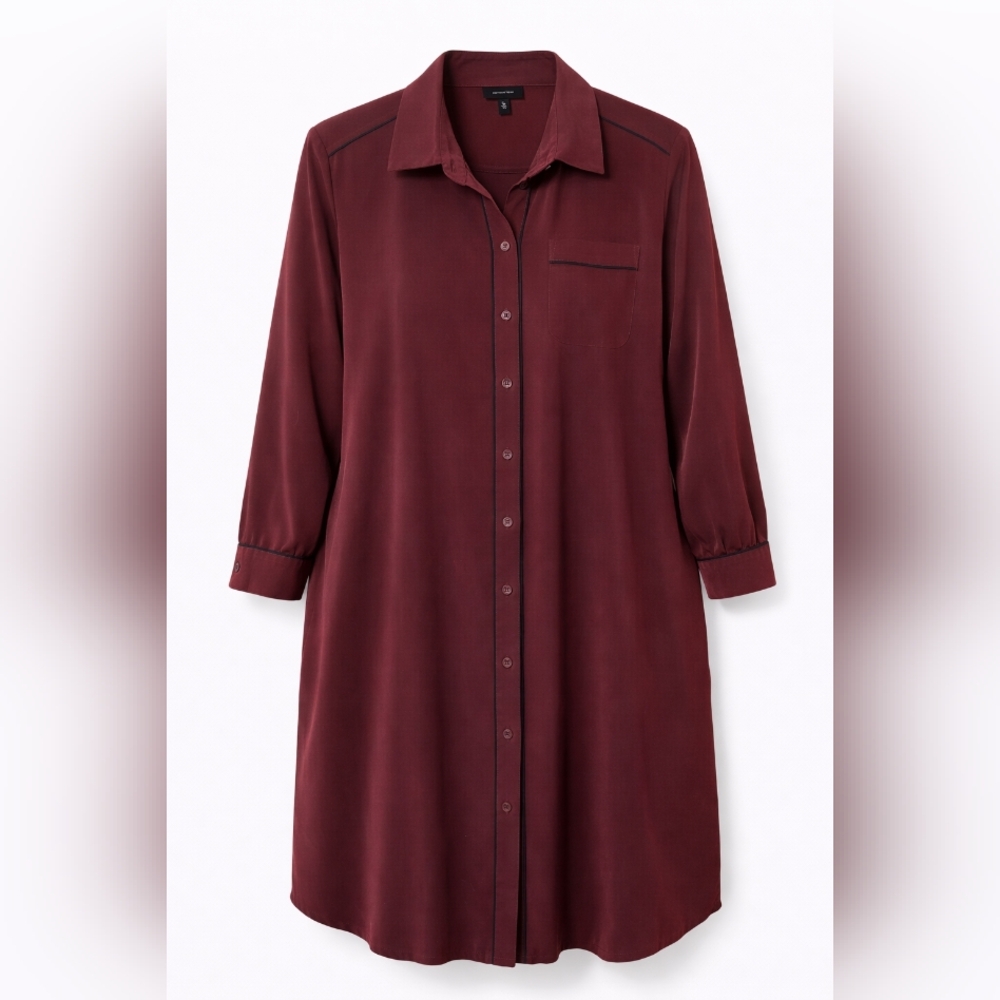 Who What Wear Plus Size Maroon Button‑Down Dress | Free Shipping